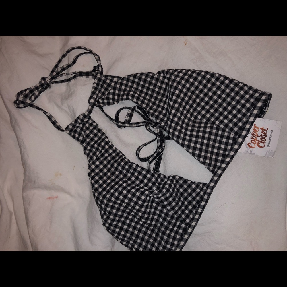 Plaid bathing suit top